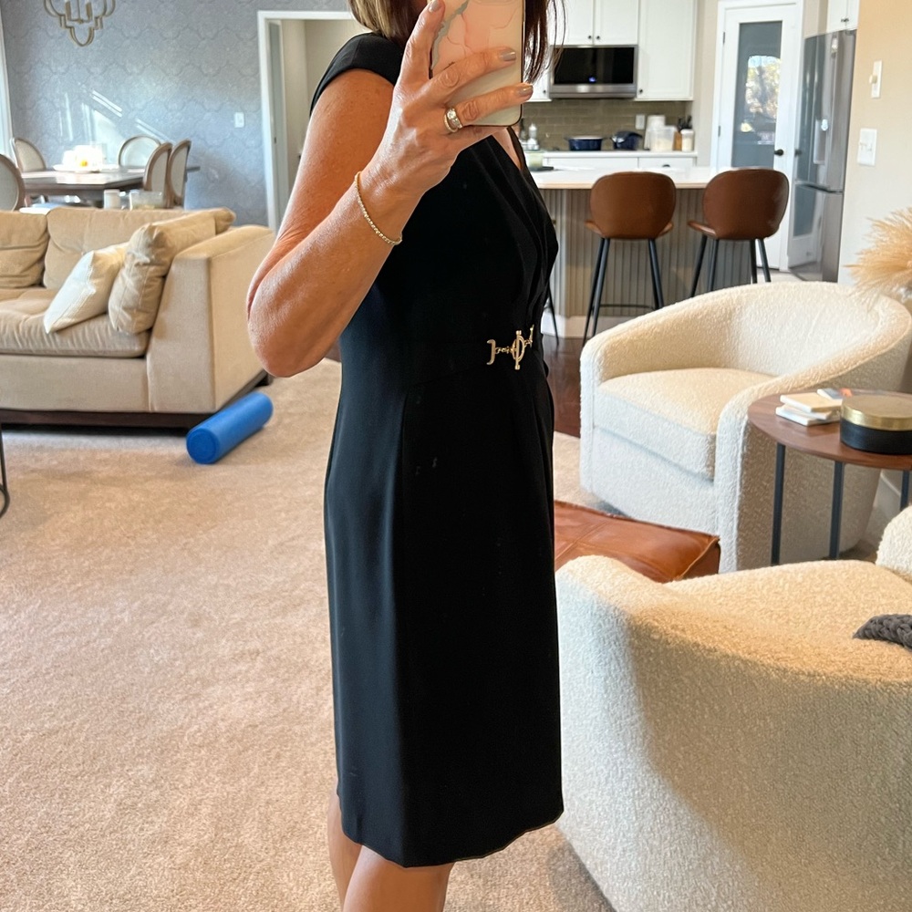 Ivanka Trump Black Midi Dress with Gold Accent - Picture 2 of 9